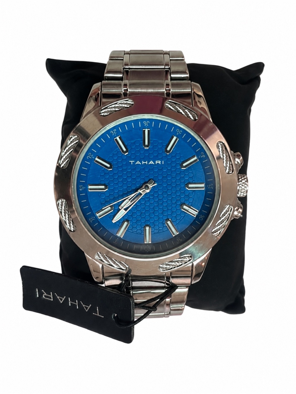 Tahari Silver Watch with Blue Dial